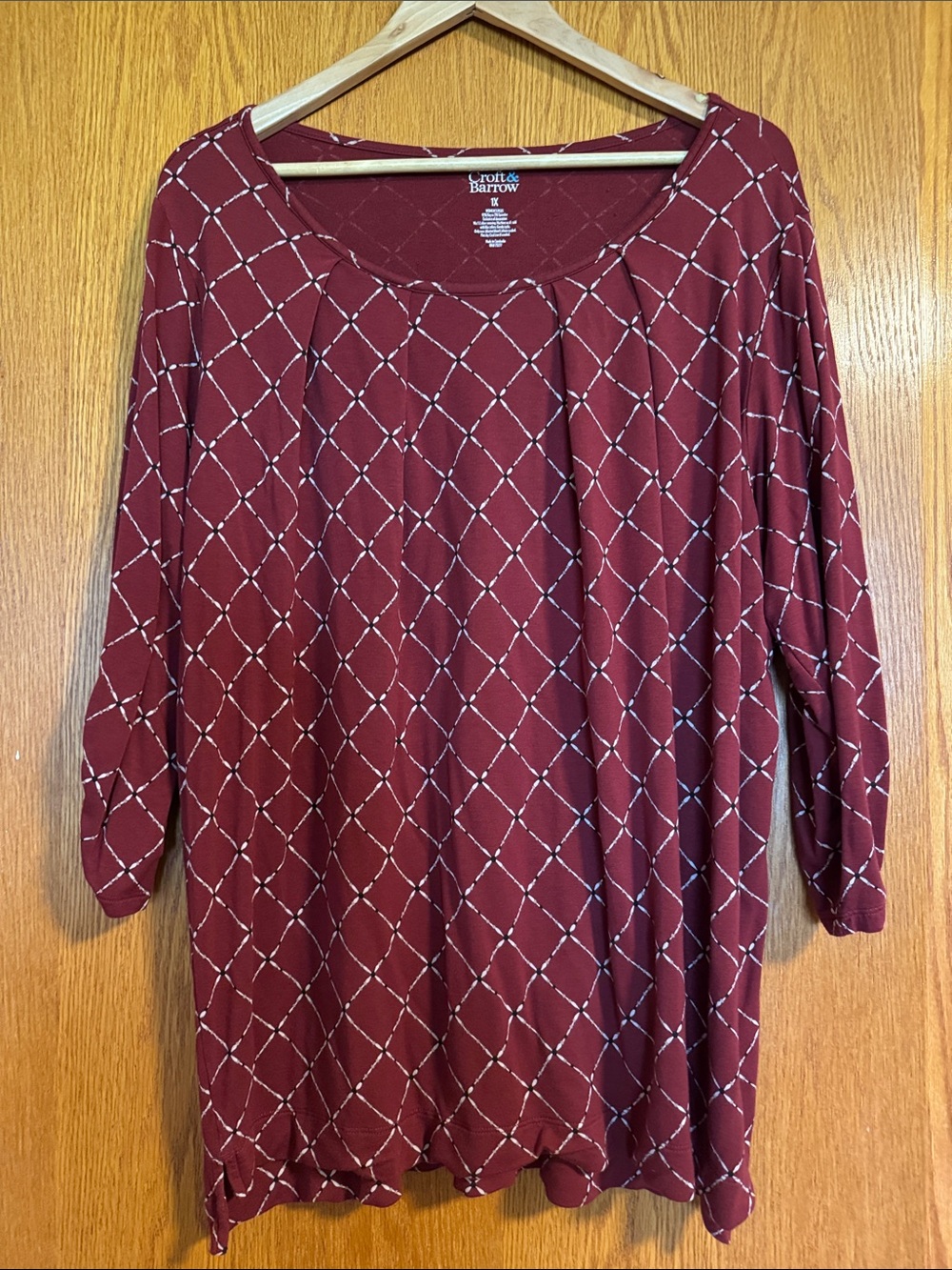 croft & barrow Maroon Diamond-Print Scoop Neck Tunic